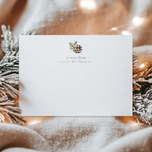 Tarjeta Pequeña Pino Personalizado y Hojas de Bosque Invernal de M