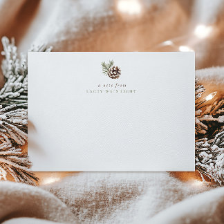Tarjeta Pequeña Pino Personalizado y Hojas de Bosque Invernal de M