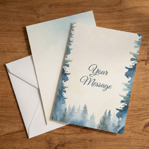 Tarjeta Pequeña Pinos azules tu mensaje de vacaciones 