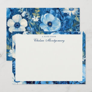 Tarjeta Pequeña Pintado de aceite de flores silvestres azules pers