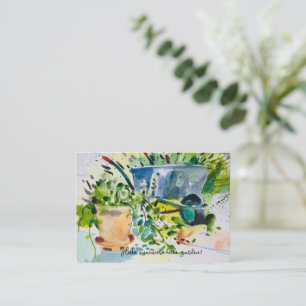 Tarjeta Pequeña Pintura acuarela, jardín de verano y Lawanda