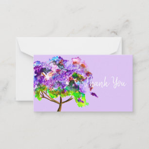Tarjeta Pequeña Pintura acuarescente de color púrpura Jacaranda