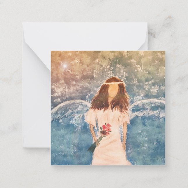 Tarjeta Pequeña Pintura de ángel mini notecard de 2.5" (Anverso)