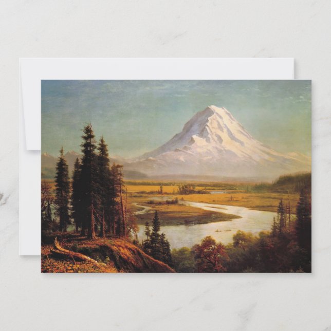 Tarjeta Pequeña Pintura del Monte Rainier por Albert Bierstadt (Anverso)
