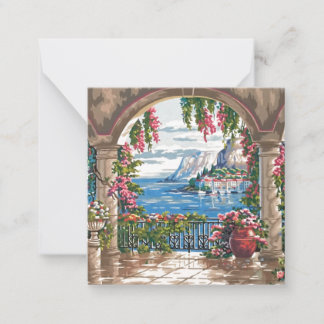 Tarjeta Pequeña Pintura marina mini notecard de 2,5"