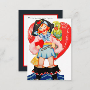 Tarjeta Pequeña pirata retro vintage Valentine añadir mensaje
