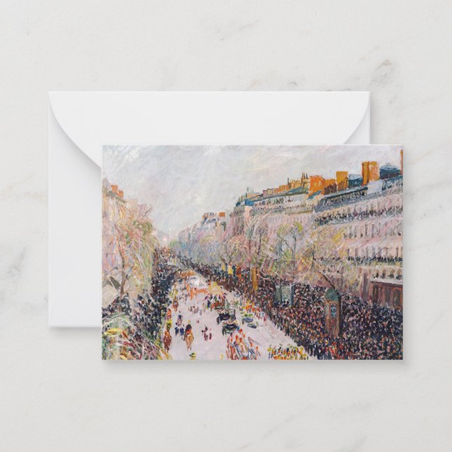 Tarjeta Pequeña Pissarro - Montmartre, Mardi Gras en el Boulevard (Anverso)