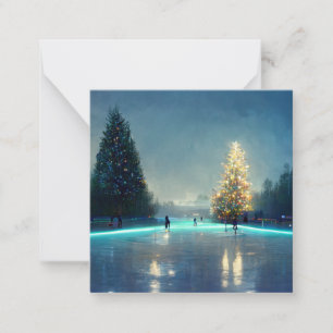 Tarjeta Pequeña pista de patinaje sobre hielo al aire libre en el