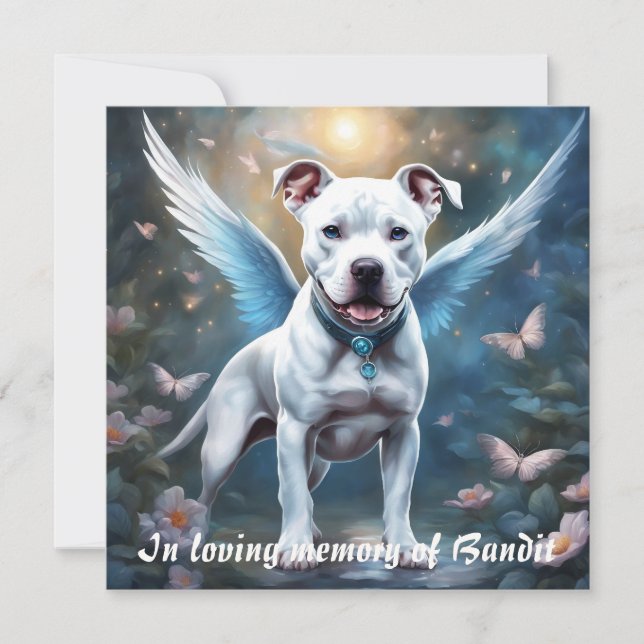 Tarjeta Pequeña Pitbull Memorial Poem White Wings Añadir un regalo (Anverso)