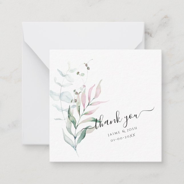 Tarjeta Pequeña PixDezines Acuarela Rosa Goma Eucalipto   (Anverso)