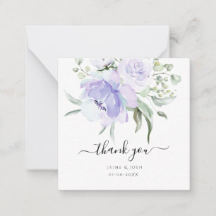 Tarjeta Pequeña PixDezines Watercolor lilac Purple Rosas Gracias