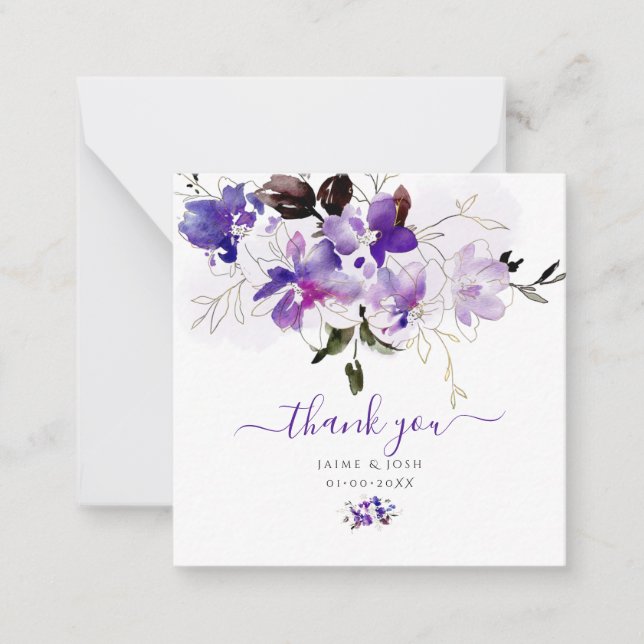 Tarjeta Pequeña PixDezines Watercolor Sweetpeas Violeta Púrpura (Anverso)