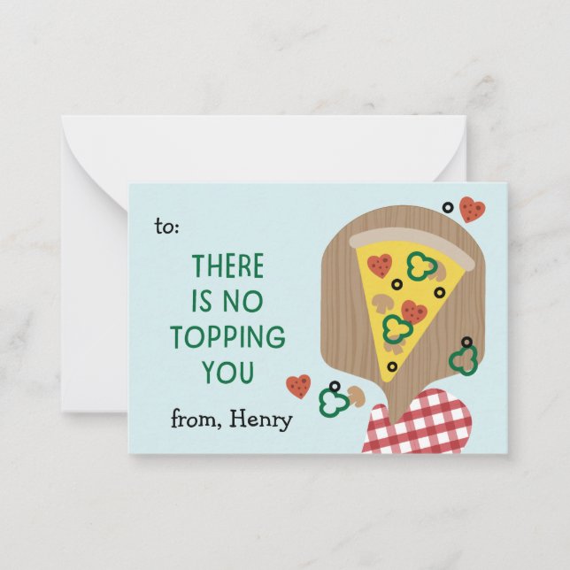 Tarjeta Pequeña Pizza My Heart class valentine (Anverso)