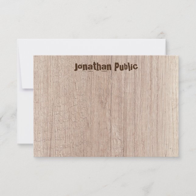 Tarjeta Pequeña Placa De Madera Plank Aspecto Elegante Texto En Pe (Anverso)