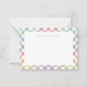 Tarjeta Pequeña Plaid de arcoíris lindo pastel personalizado para 