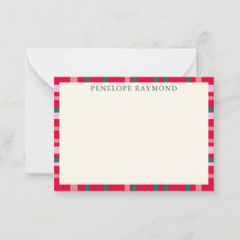 Tarjeta Pequeña Plaid de Navidad moderno rojo y verde personalizad
