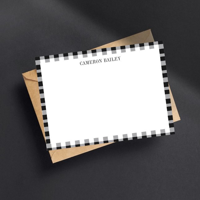 Tarjeta Pequeña Plaid Gingham Buffalo Nombre en blanco y negro (Subido por el creador)