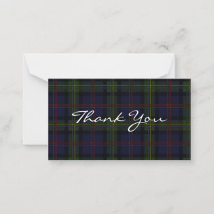 Tarjeta Pequeña Plaid Tartán Malcolm Script Gracias