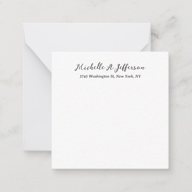 Tarjeta Pequeña Plain Classical Handwriting Creative Trendy White (Anverso)