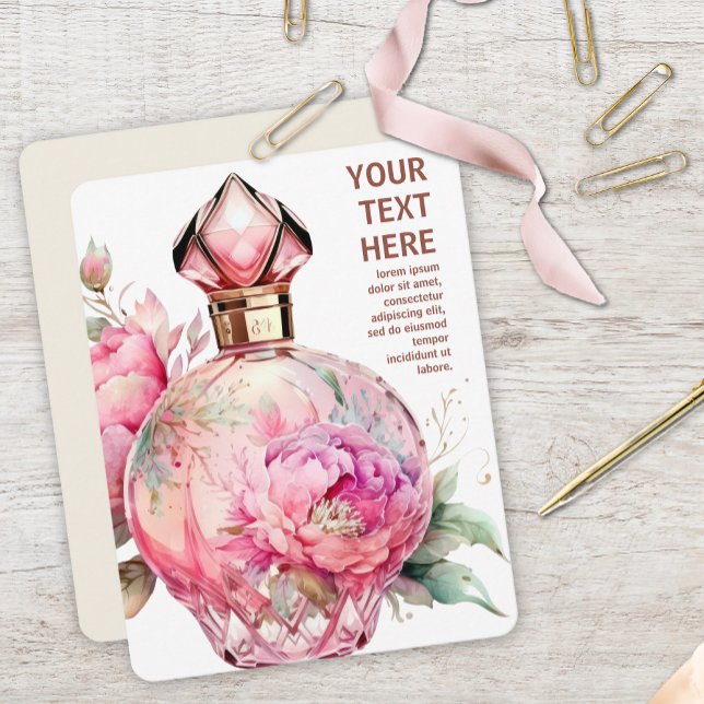 Tarjeta Pequeña Plana de frascos de Perfume Rosa (Subido por el creador)