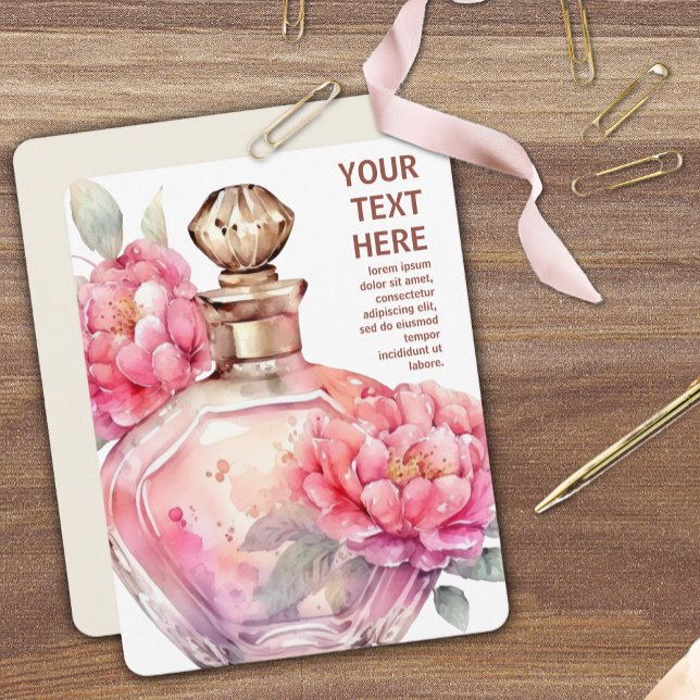 Tarjeta Pequeña Plana de frascos de Perfume Rosa (Subido por el creador)
