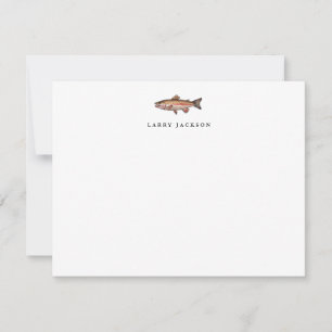Tarjeta Pequeña Plana de pesca de trucha arco iris acuática