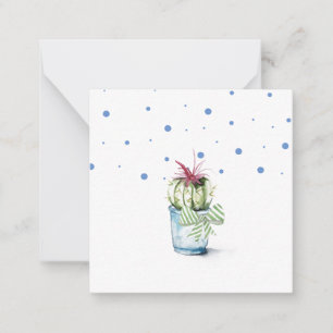 Tarjeta Pequeña Planta de cactus pulido azul y verde