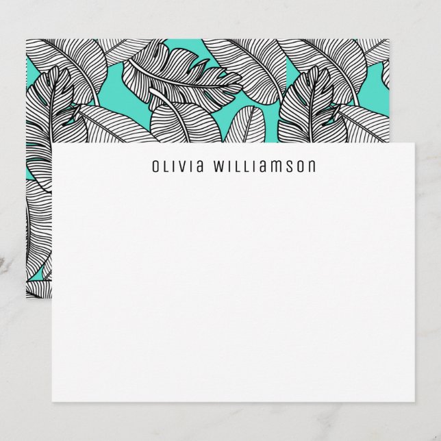 Tarjeta Pequeña Planta Monstera de hojas tropicales de plátano (Anverso / Reverso)