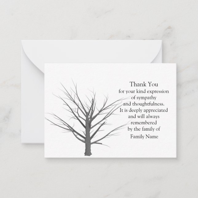 Tarjeta Pequeña Planta Muerta Después Del Funeral Gracias Cartas (Anverso)