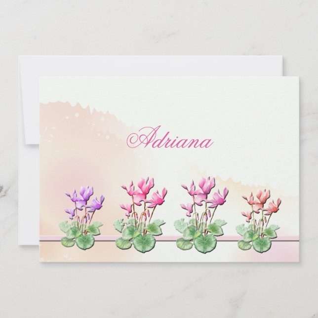 Tarjeta Pequeña Plantas ciclaminas Notecard (Anverso)