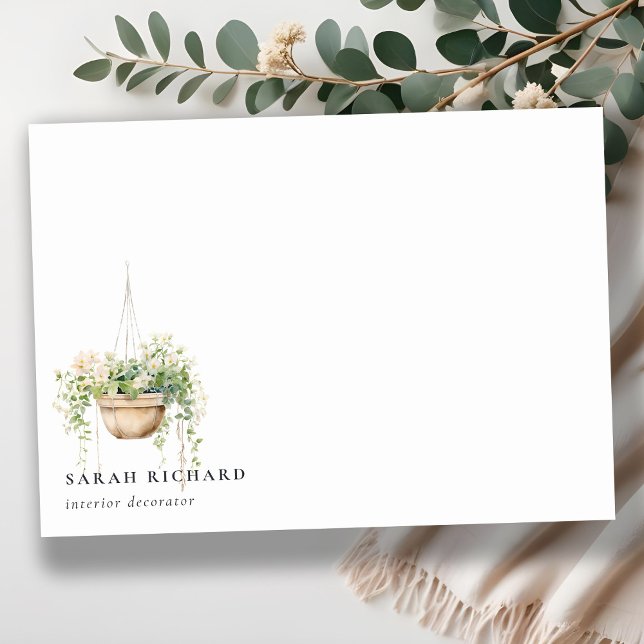 Tarjeta Pequeña Plantas colgantes de la casa floral acuarela Botán (Subido por el creador)