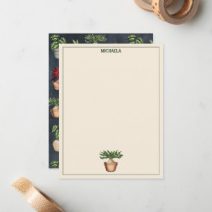 Tarjeta Pequeña Plantas de acuarela Protegidas Terracotta Pots Rús