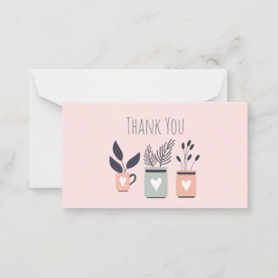 Tarjeta Pequeña Plantas de maceta rosa pastel y gris moderno