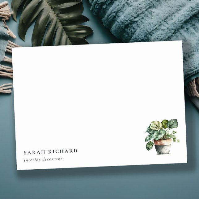 Tarjeta Pequeña Plantas Potted Leafy House Watercolor Botánico (Subido por el creador)