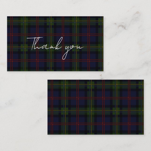 Tarjeta Pequeña Plate Tartan Clan Malcolm Rustic Gracias (Anverso / Reverso)