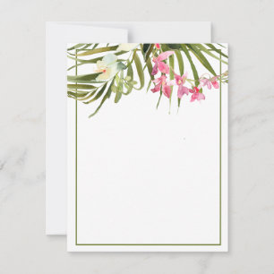Tarjeta Pequeña Playa Tropical Pink & White Floral Orchids Blanc