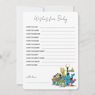 Tarjeta Pequeña Plaza Sésamo pide deseos de Baby Shower para el be