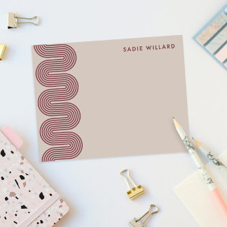 Tarjeta Pequeña Plum Lombard Wavy Lines Modern Stationery Card