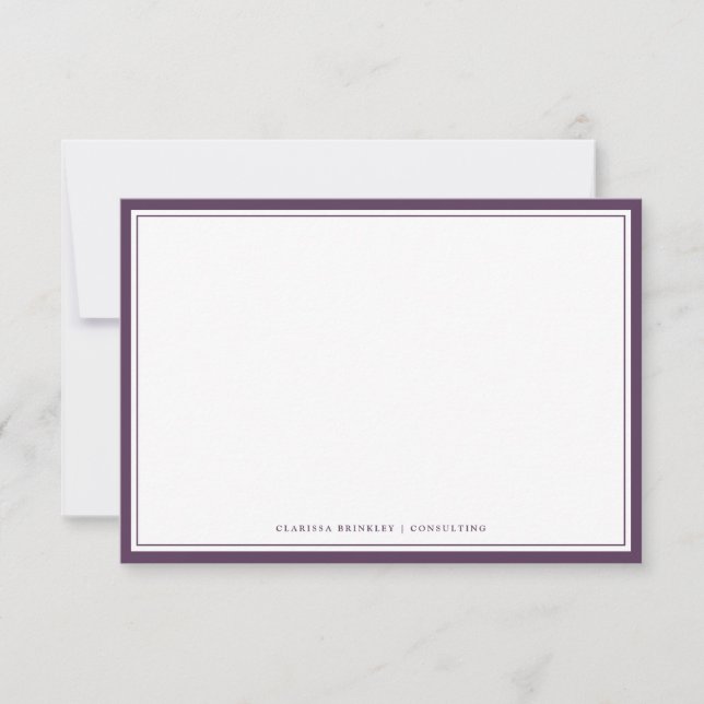 Tarjeta Pequeña Plum Purple Flat Note Card (Anverso)