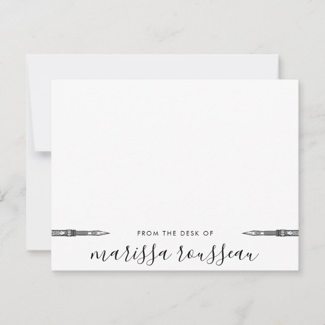 Tarjeta Pequeña Pluma de época con firma de guión de bonito (Anverso)