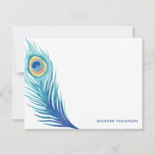 Tarjeta Pequeña Pluma de pavo real acuático
