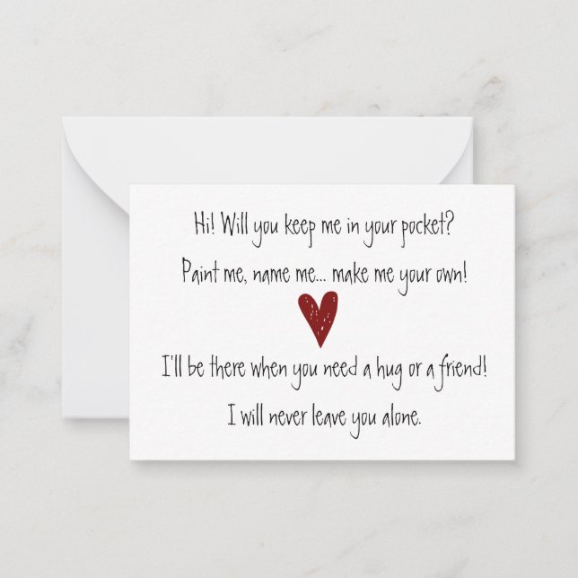 Tarjeta Pequeña Pocket Hug (Anverso)