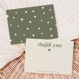Tarjeta Pequeña Poco Retro Gracias Heart Sage Green
