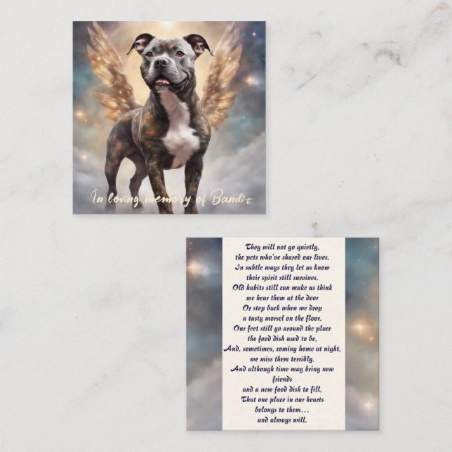 Tarjeta Pequeña Poema conmemorativo de Pitbull Brindle Wings Añadi (Anverso / Reverso)