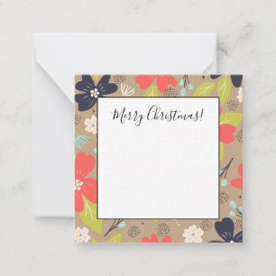 Tarjeta Pequeña Poinsettia de Navidad dibujada a mano Rojo Blanco