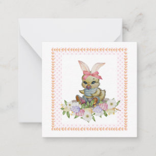 Tarjeta Pequeña Pollito de conejo de Pascua (estilo postal) Saludo