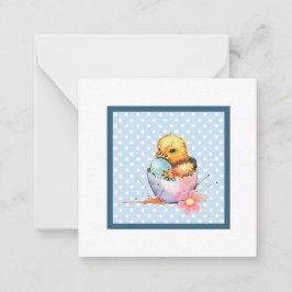Tarjeta Pequeña Pollito de Pascua (estilo postal) Saludo