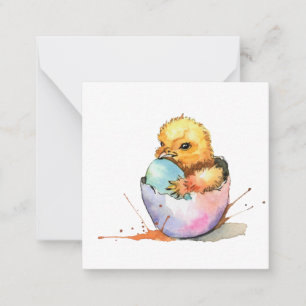 Tarjeta Pequeña Pollito de Pascua (estilo postal) Saludo