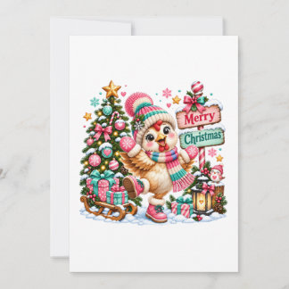 Tarjeta Pequeña Pollo Lindo Feliz Navidad