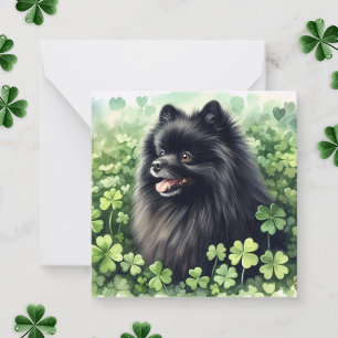 Tarjeta Pequeña Pomerania negra día de San Patricio